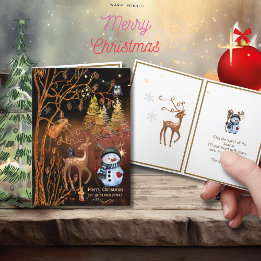 Cartes Pour Fêtes Annuelles Magie de Noël - Beaux animaux en bois