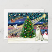 Cartes Pour Fêtes Annuelles Magie de Noël Borzoi (Devant / Derrière)