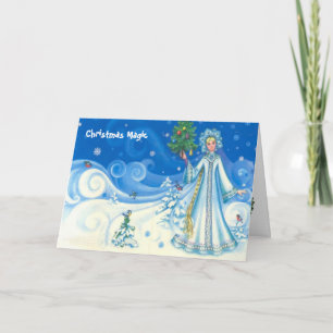 Cartes Pour Fêtes Annuelles Magie de Noël, design Vintage de jeune fille de ne