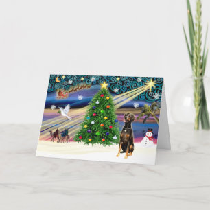 Cartes Pour Fêtes Annuelles Magie de Noël-Doberman noir-naturel