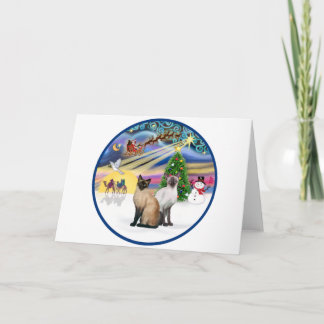 Cartes Pour Fêtes Annuelles Magie de Noël (R) - Deux chats siamois
