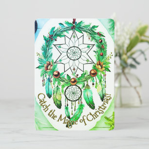 Cartes Pour Fêtes Annuelles Magique Dreamcatcher Noël Wreath Tons verts