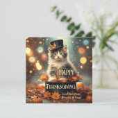 Cartes Pour Fêtes Annuelles Magique Kitten Fun Thanksgiving (Debout devant)