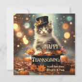 Cartes Pour Fêtes Annuelles Magique Kitten Fun Thanksgiving (Devant)