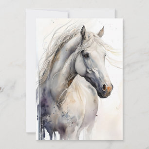 Cartes Pour Fêtes Annuelles Magnifique Cheval En Aquarelles