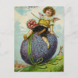 Cartes Pour Fêtes Annuelles Magnifique Cupidon sur Oeuf de Pâques