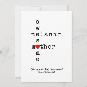 Cartes Pour Fêtes Annuelles MAGNIFIQUE MÈRE MELANIN   Proverbe Fanti