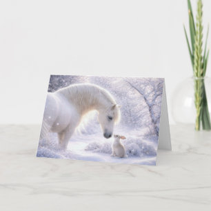 Cartes Pour Fêtes Annuelles Magnifiques vacances de Noël avec cheval blanc et