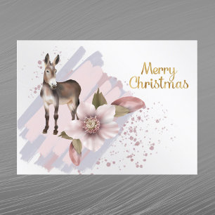 Cartes Pour Fêtes Annuelles Magnolia Mule Rose De Noël Aquarelle