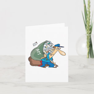 Cartes Pour Fêtes Annuelles Mailman Portant Un Grand Sacoche