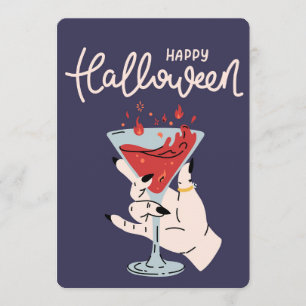 Cartes Pour Fêtes Annuelles Main de sorcière tenant un cocktail rouge enflammé