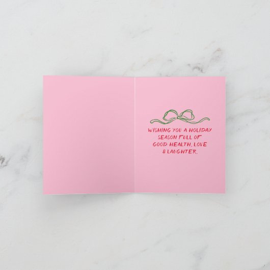 Cartes Pour Fêtes Annuelles Main dessinée Écrite Red Pink Bows Arbre Noël (Intérieur)