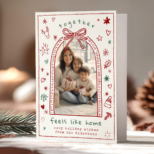 Cartes Pour Fêtes Annuelles Main dessinée Whimsical Christmas Bow Doodle Photo