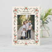 Cartes Pour Fêtes Annuelles Main funky tiré Whimsical Retro Noël 3 Photo (Debout devant)