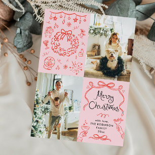 Cartes Pour Fêtes Annuelles Main rétro fantaisie tirée Joyeux Noël 2 Photo