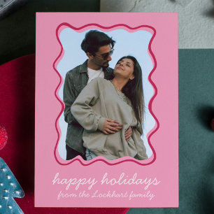 Cartes Pour Fêtes Annuelles Main rose Vave Tirée Whimsical Bordure Photo