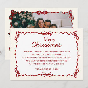 Cartes Pour Fêtes Annuelles Main rouge et crème dessinée photo de Noël