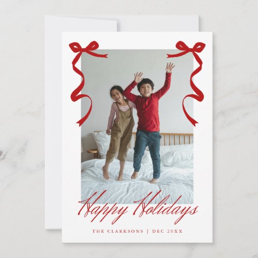 Cartes Pour Fêtes Annuelles Main Rouge Fête Tirée Bows (Devant)