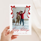 Cartes Pour Fêtes Annuelles Main Rouge Fête Tirée Bows