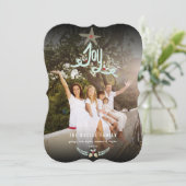 Cartes Pour Fêtes Annuelles Main rustique tiré Joy Calligraphie Foliage Photo (Debout devant)