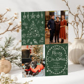 Cartes Pour Fêtes Annuelles Main tirée vert foncé Joyeux Noël 2 Photo