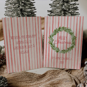 Cartes Pour Fêtes Annuelles Main Tirée Vert Rouge Feu de Noël Sans Photo