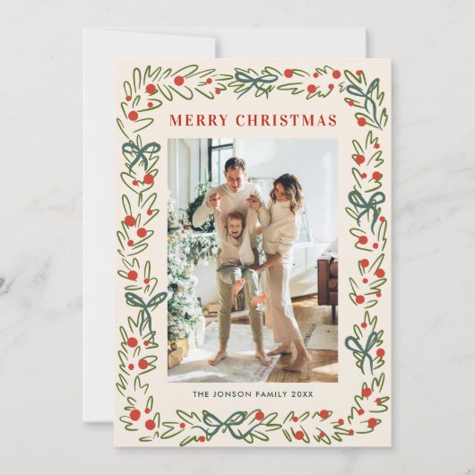 Cartes Pour Fêtes Annuelles Main tirée Whimsical Boho Noël 5 Photo (Devant)