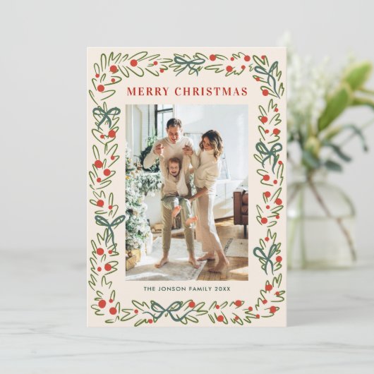 Cartes Pour Fêtes Annuelles Main tirée Whimsical Boho Noël 5 Photo (Debout devant)