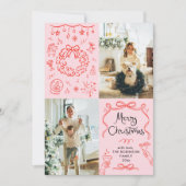 Cartes Pour Fêtes Annuelles Main Whimsical Retro Joyeux Noël 2 Photo (Devant)