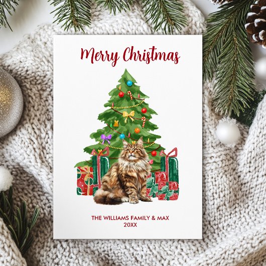 Cartes Pour Fêtes Annuelles Maine Coon Chat Noël