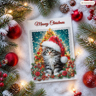 Cartes Pour Fêtes Annuelles Maine Coon Chaton Joyeux Noël Vacances