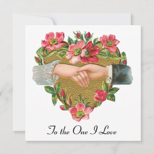 Cartes Pour Fêtes Annuelles Mains aux fleurs, Vintage Saint Valentin victorien