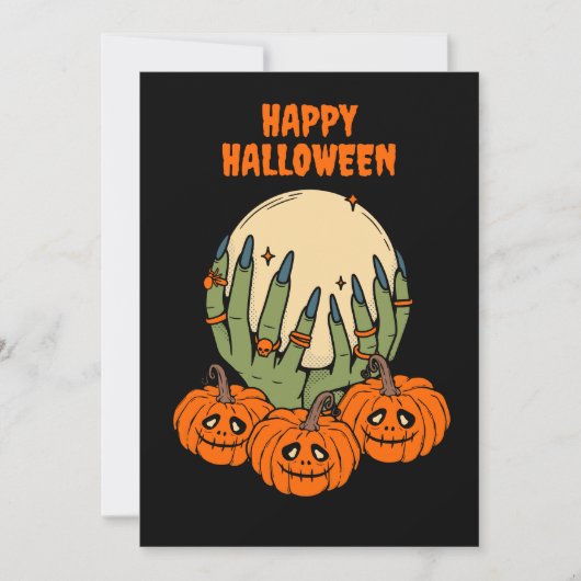 Cartes Pour Fêtes Annuelles Mains de sorcière avec halloween citrouille  (Devant)