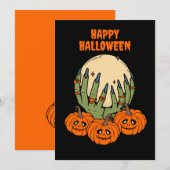 Cartes Pour Fêtes Annuelles Mains de sorcière avec halloween citrouille  (Devant / Derrière)