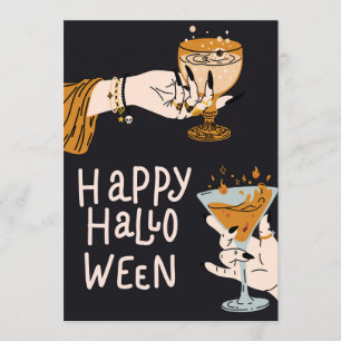 Cartes Pour Fêtes Annuelles Mains de sorcière tenant des cocktails d'oeil spoo