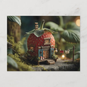 Cartes Pour Fêtes Annuelles Maison de fée aux fraises avec ligne de lessive mi