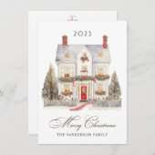 Cartes Pour Fêtes Annuelles Maison de Noël (Devant / Derrière)