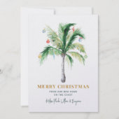 Cartes Pour Fêtes Annuelles Maison de Noël Côtière Palm Tree Moving (Devant)