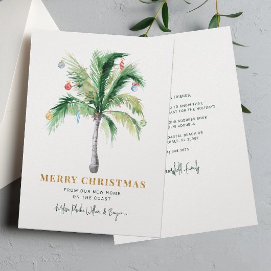 Cartes Pour Fêtes Annuelles Maison de Noël Côtière Palm Tree Moving