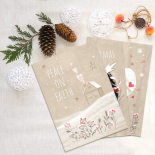 Cartes Pour Fêtes Annuelles Maison de Noël rustique dans la neige