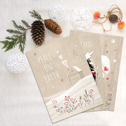 Cartes Pour Fêtes Annuelles Maison de Noël rustique dans la neige