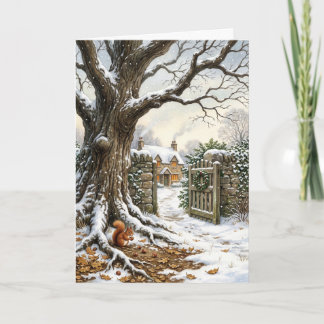 Cartes Pour Fêtes Annuelles Maison de Noël victorienne & Peinture de chêne d'h