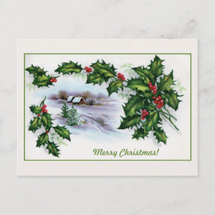 Cartes Pour Fêtes Annuelles Maison de Noël vintage décorée sainte