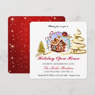 Cartes Pour Fêtes Annuelles Maison de pain d'épice et de Noël d'or