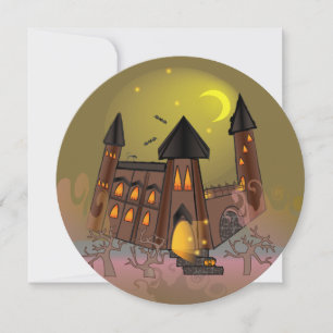 Cartes Pour Fêtes Annuelles Maison de sorcière éffrayante Halloween et château