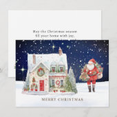 Cartes Pour Fêtes Annuelles Maison de village de Noël Père Noël (Devant / Derrière)