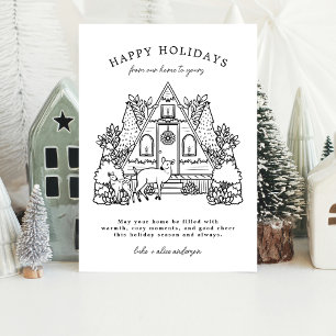 Cartes Pour Fêtes Annuelles Maison d'hiver avec voisin cerf