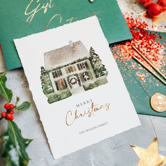 Cartes Pour Fêtes Annuelles Maison d'hiver de l'eau Noël