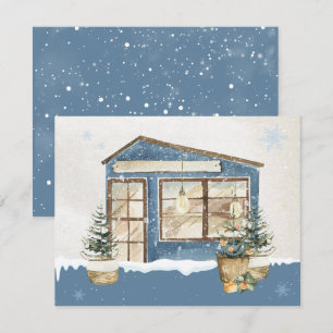 Cartes Pour Fêtes Annuelles Maison d'hiver neige 