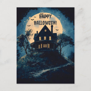 Cartes Pour Fêtes Annuelles Maison éffrayante sur une colline, concept Hallowe